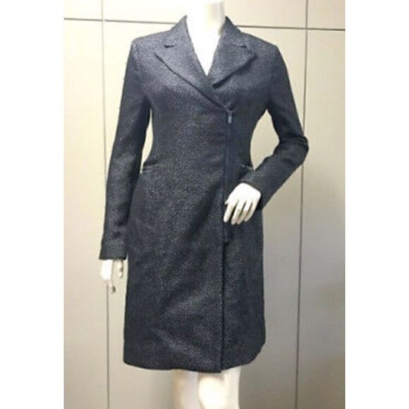 Bcbg-Woven/Textured Charcoal Dress Coat - Picture 7 of 9